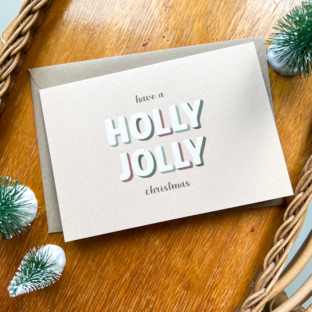 Kerstkaart Holly Jolly 1 Kerstkaart Holly Jolly