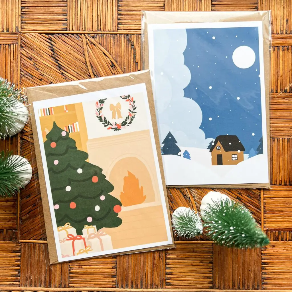 Setje kerstkaarten met envelop