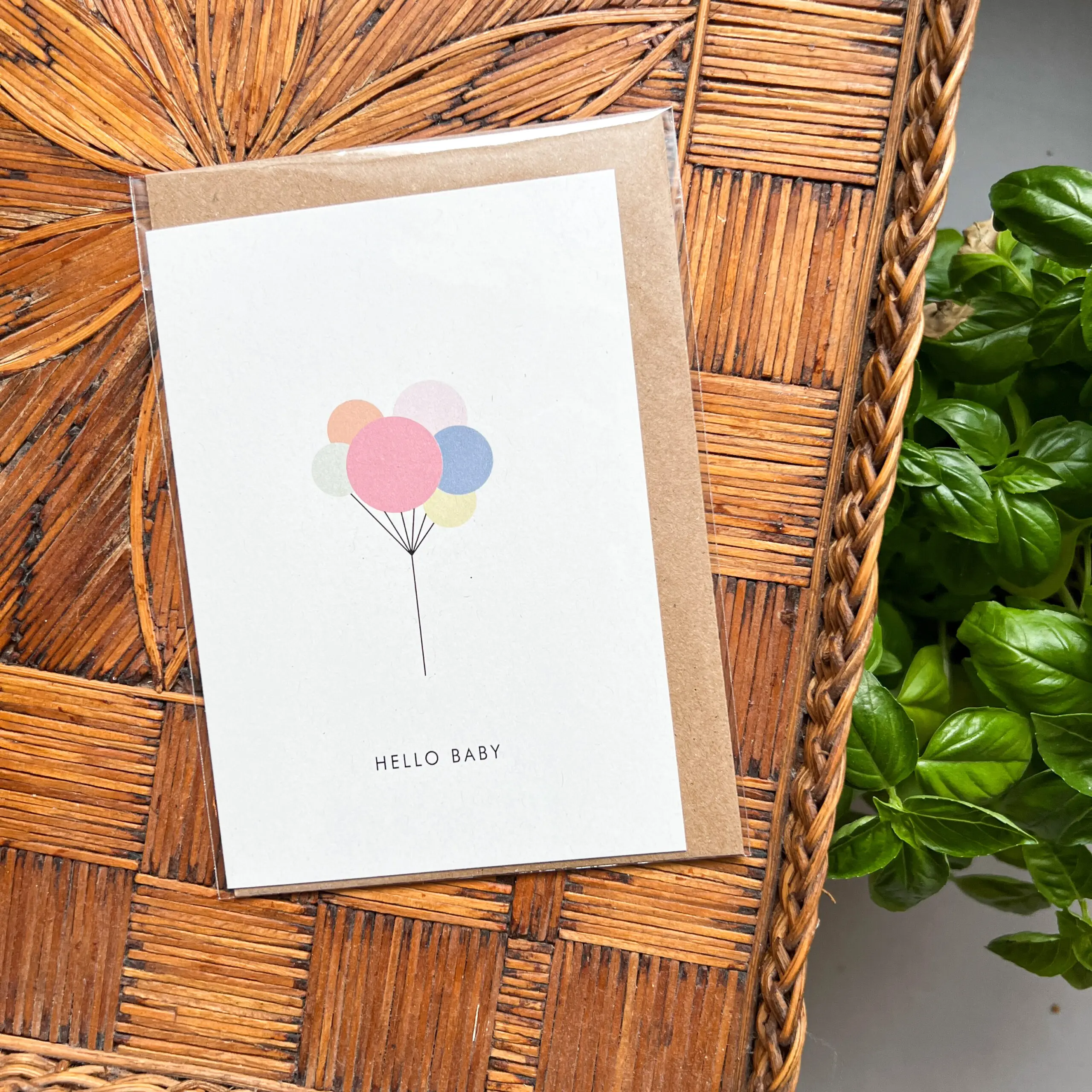 Wenskaart Hello Baby Balloons 1 Wenskaart Hello Baby Balloons