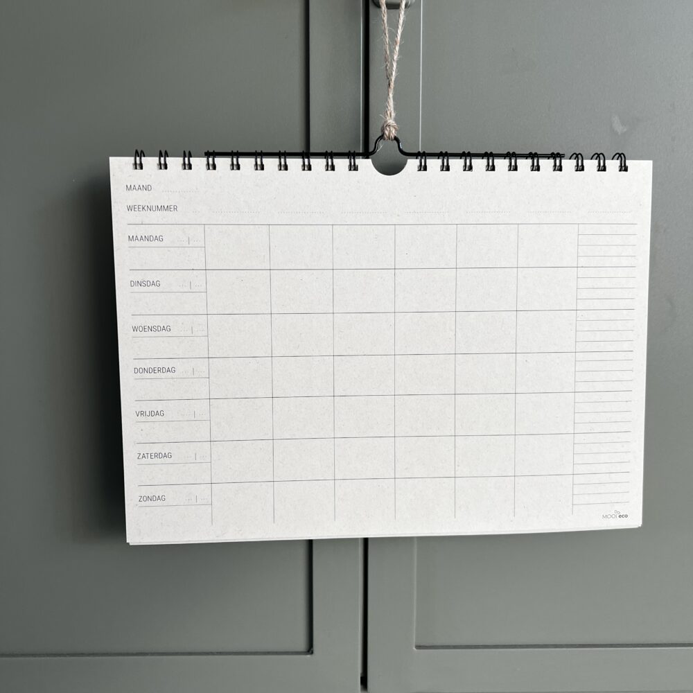 Familieplanner met zwart wire-o en kalenderhaak